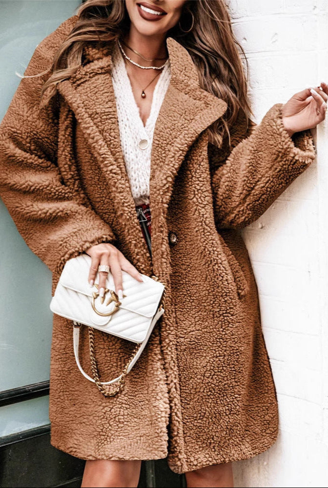 Long-Sleeved Fleece-Lined Collared Sweatshirt