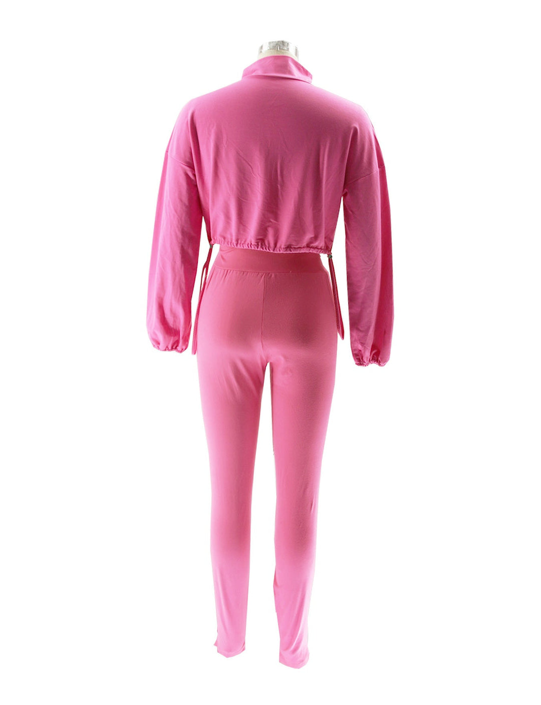 Zipper Crop Top & Leggings Set Rose / 2XL