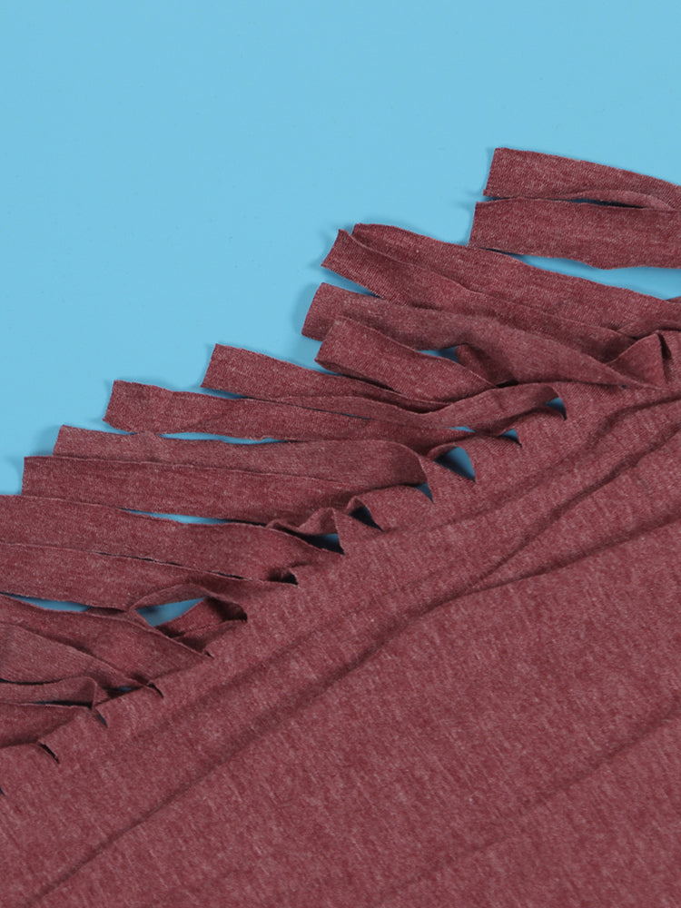 Cotton Fringe Flare Jumpsuit Red / L