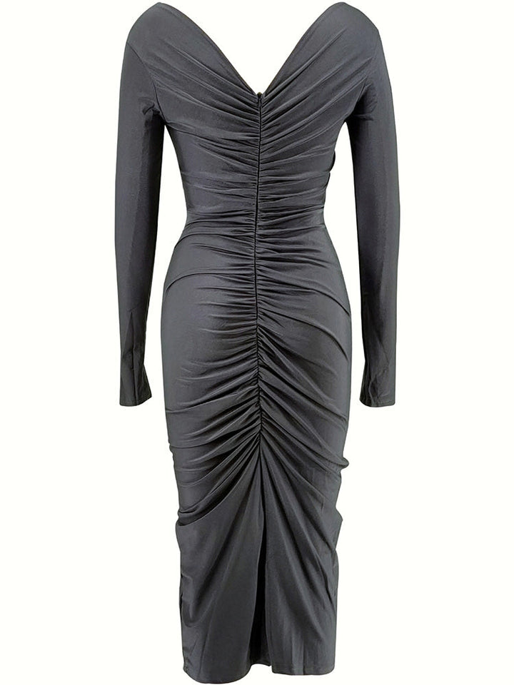 Ruched Rose Drape Dress *Black / L