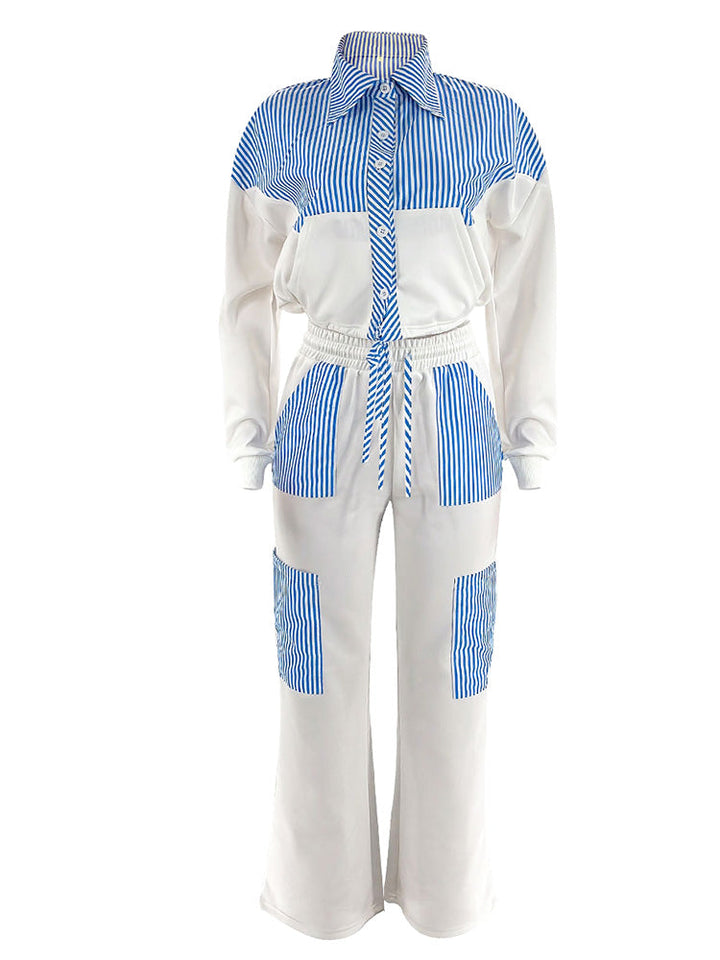 Color Block Striped Set White / S