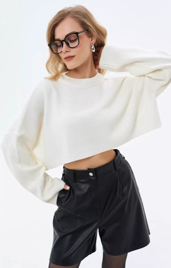 Sweater Round-neck knit sweater Loose-fit sweater jacket