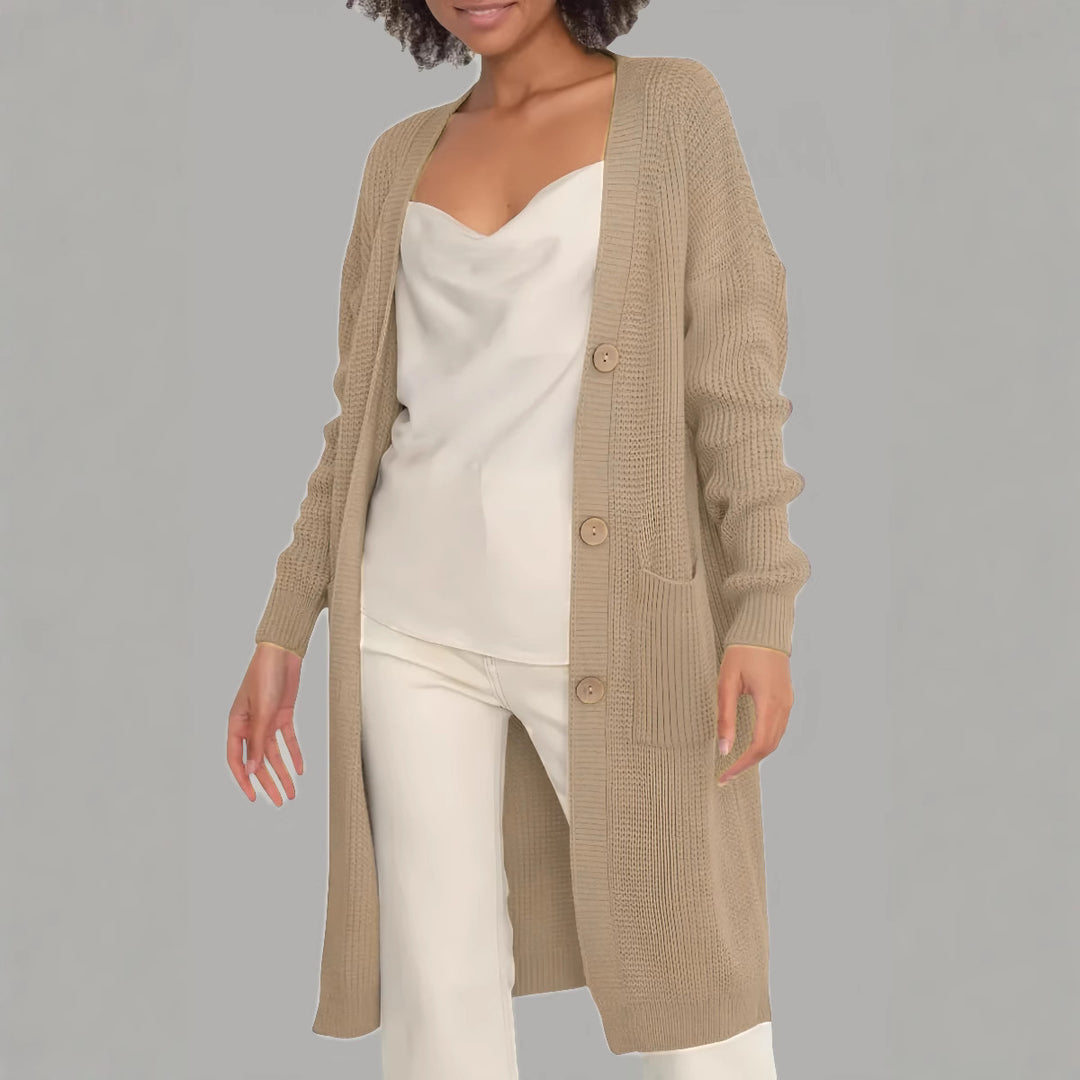 Long-Sleeved Knit Cardigan Jacket