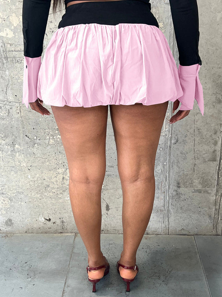 Lace-Up Top & Bubble Skort Set Sky Blue / 2XL