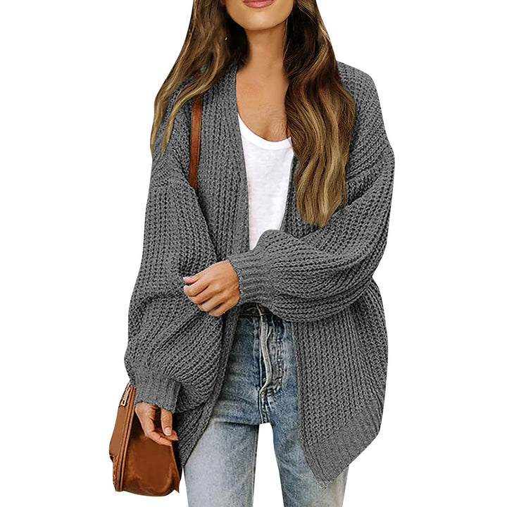 Bell-Sleeve Sweater Coat Chunky Knit Pocket Cardigan