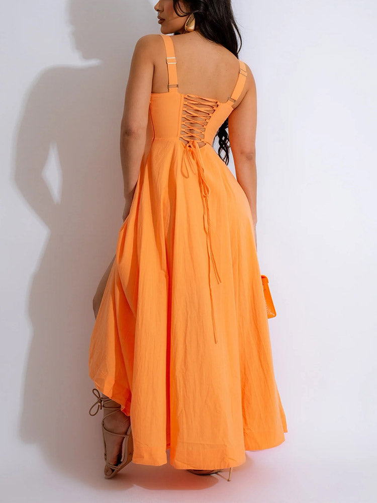 Sleeveless Bustier Sundress Orange / XL