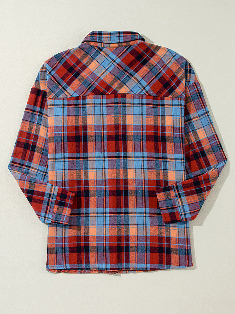 Casual Plaid Button Shirt Red / XL