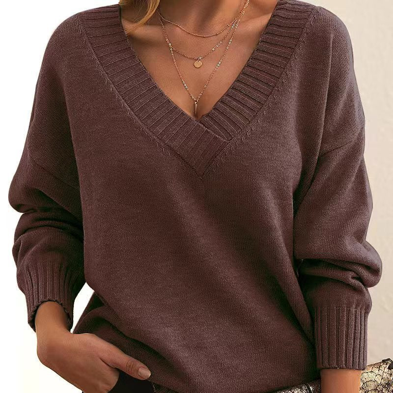V-neck Casual Knit Sweater for Everyday Wear