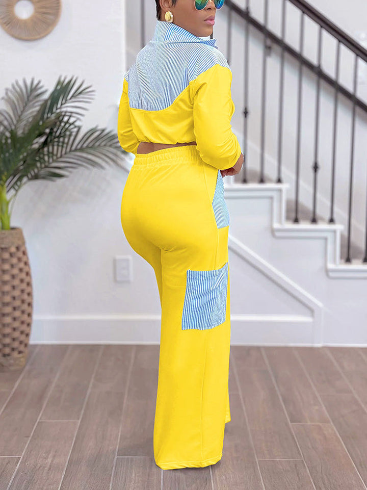 Color Block Striped Set White / XL