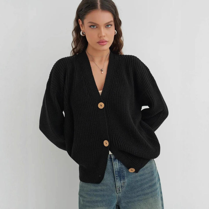 Loose-Fit Solid-Color Knit Sweater