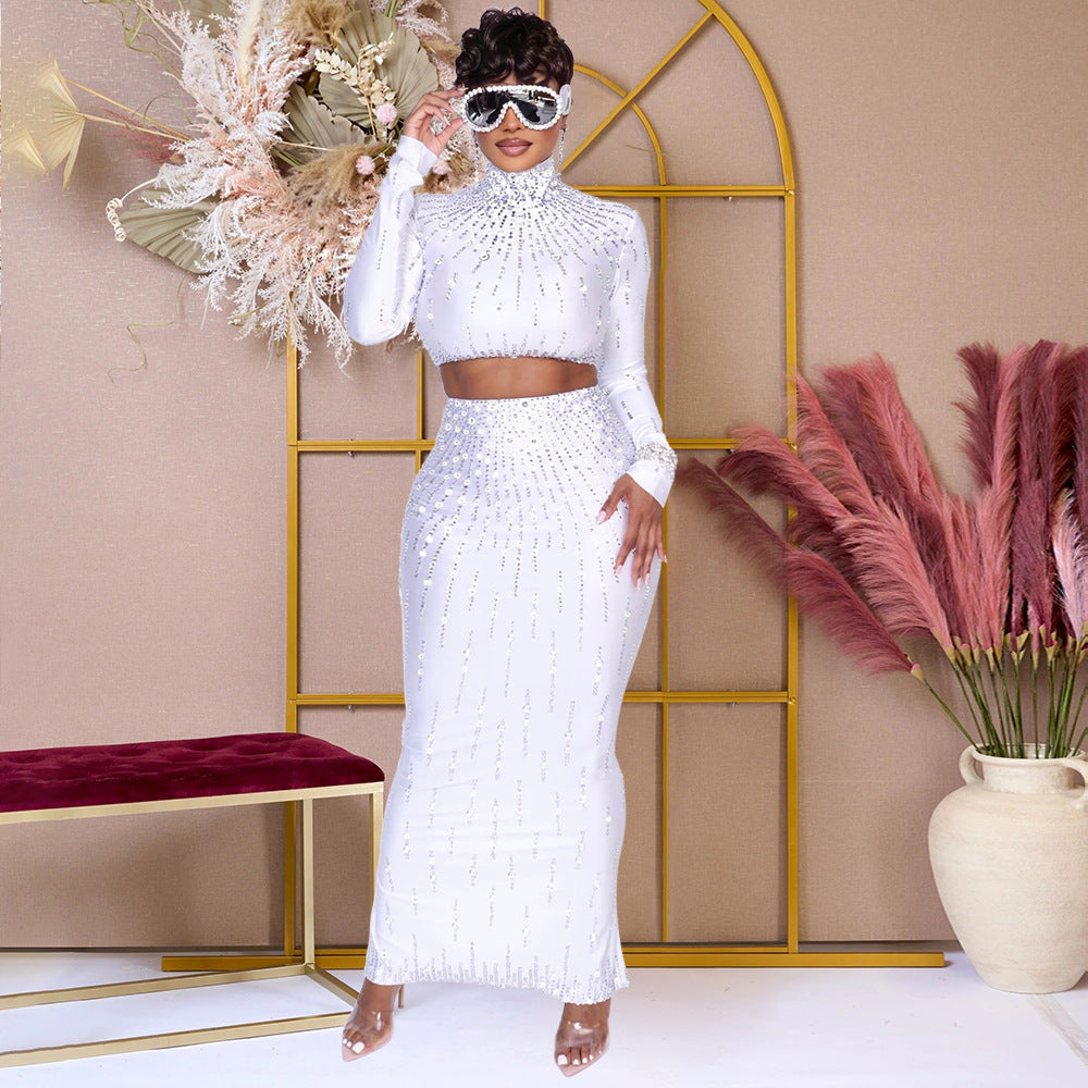 Two-Piece Cross-border Trade Long-Sleeve Dress Set
