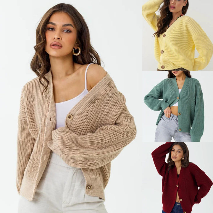 Loose-Fit Solid-Color Knit Sweater