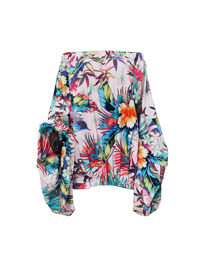 Off Shoulder Printed Dress Floral / XL
