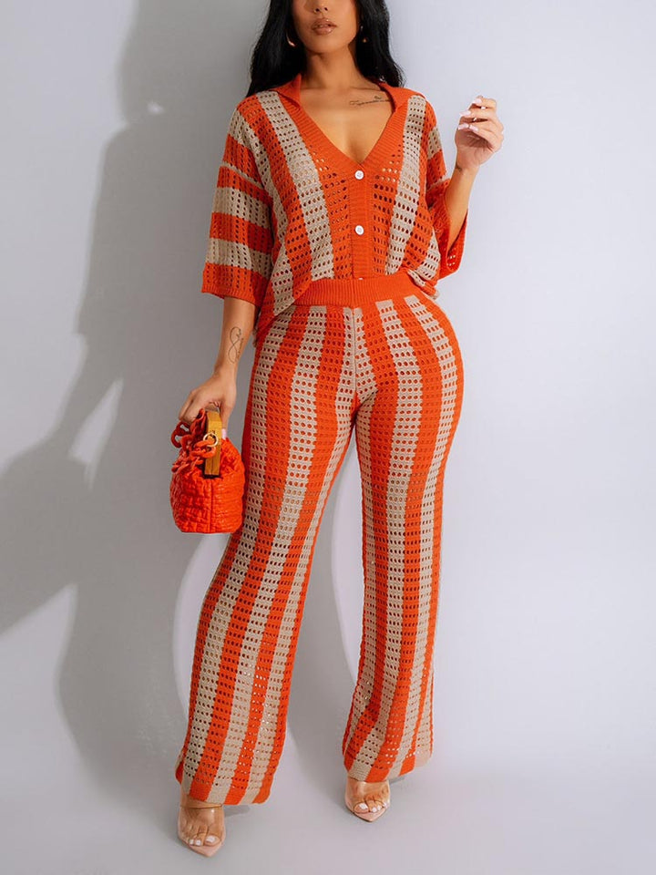 Crochet Pants Set Orange / L