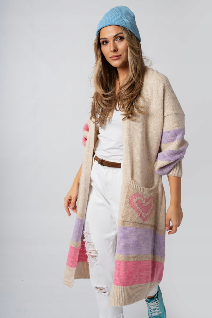 Knitted Cardigan Coat Sweater with Mink-Like Fur