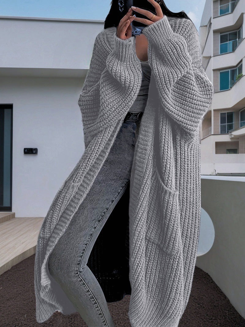 Long-Sleeved Knit Cardigan Jacket