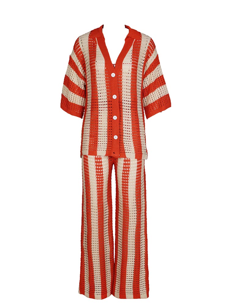 Crochet Pants Set Black / S