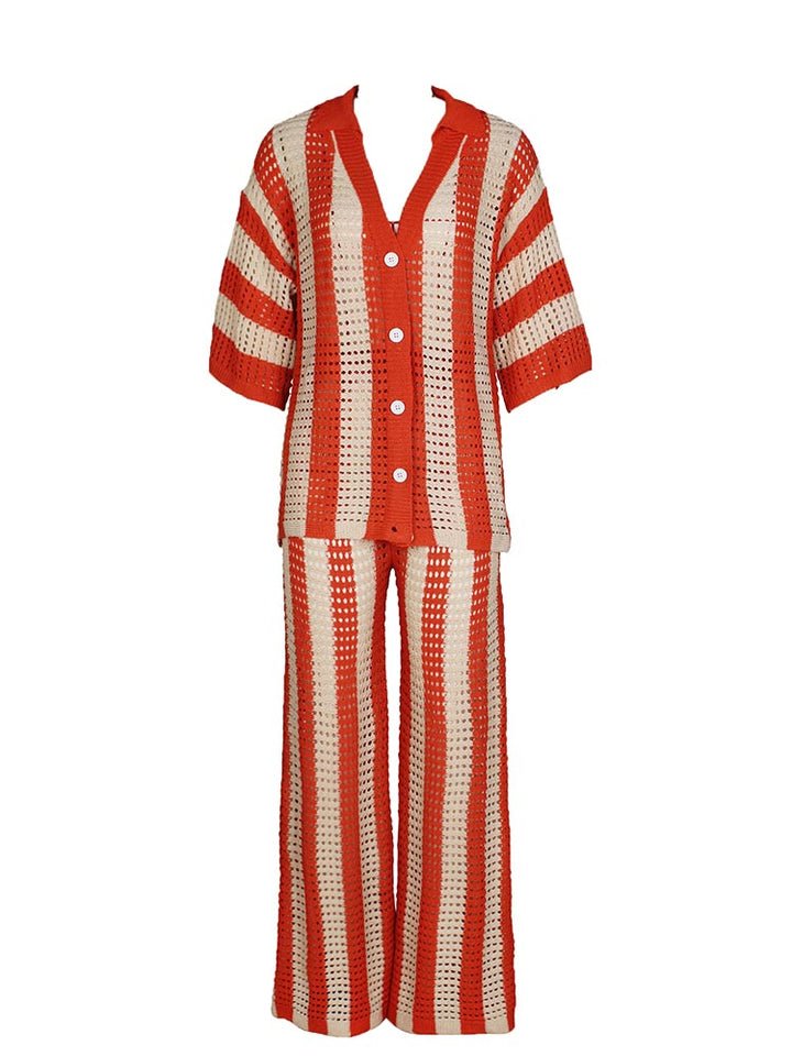 Crochet Pants Set Black / S