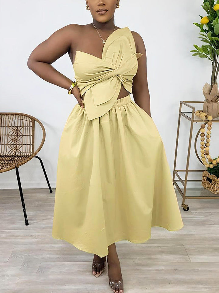 Knot Cutout Midi Dress Rose / 2XL