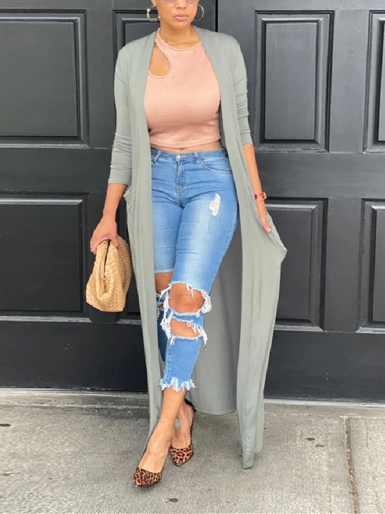 Side Pocket Casaul Cardigan Black / 2XL