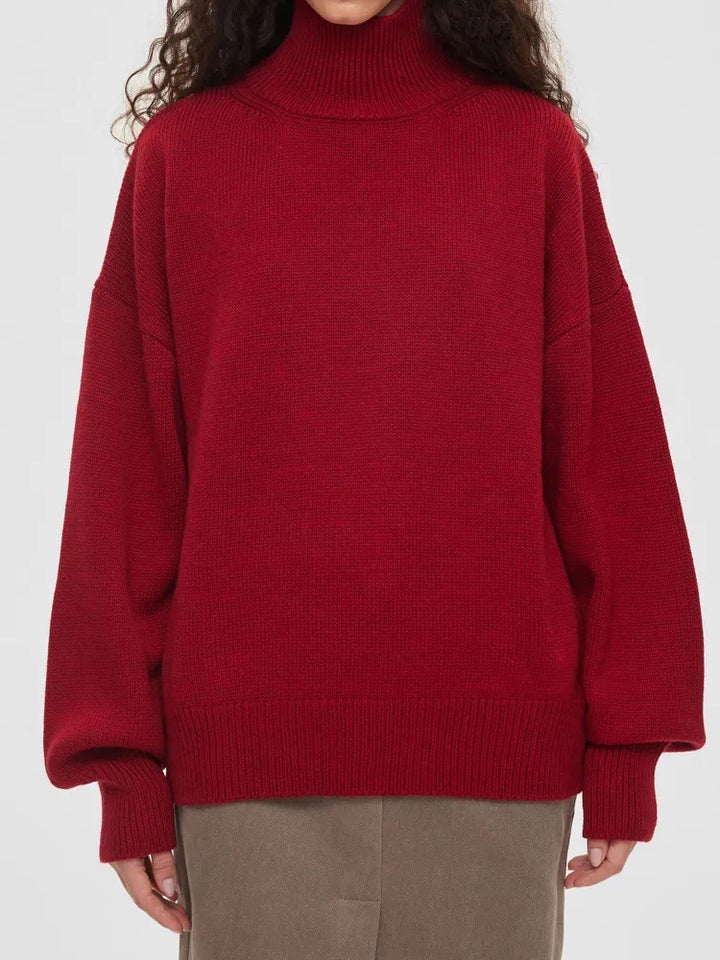 High-Neck Loose-Fit Sweater