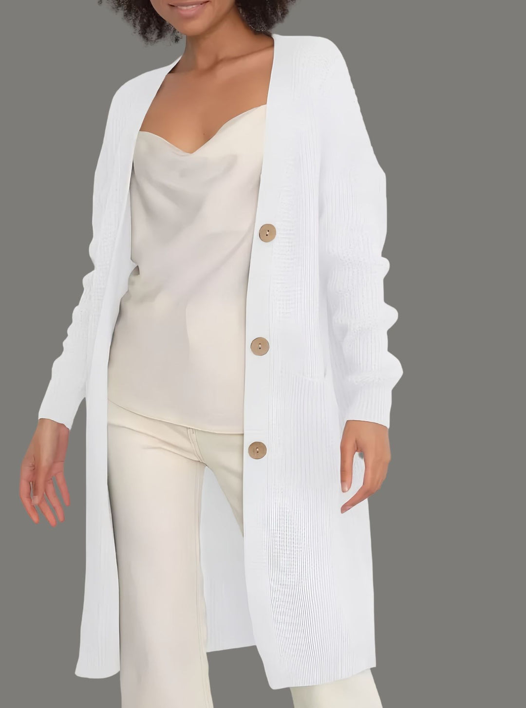 Loose-Fit Long-Sleeve Knit Cardigan