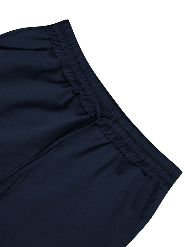 Linen Crop Top & Pants Set Navy / XL