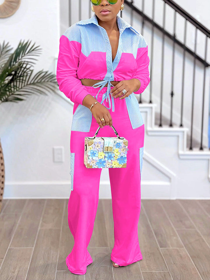 Color Block Striped Set White / 2XL