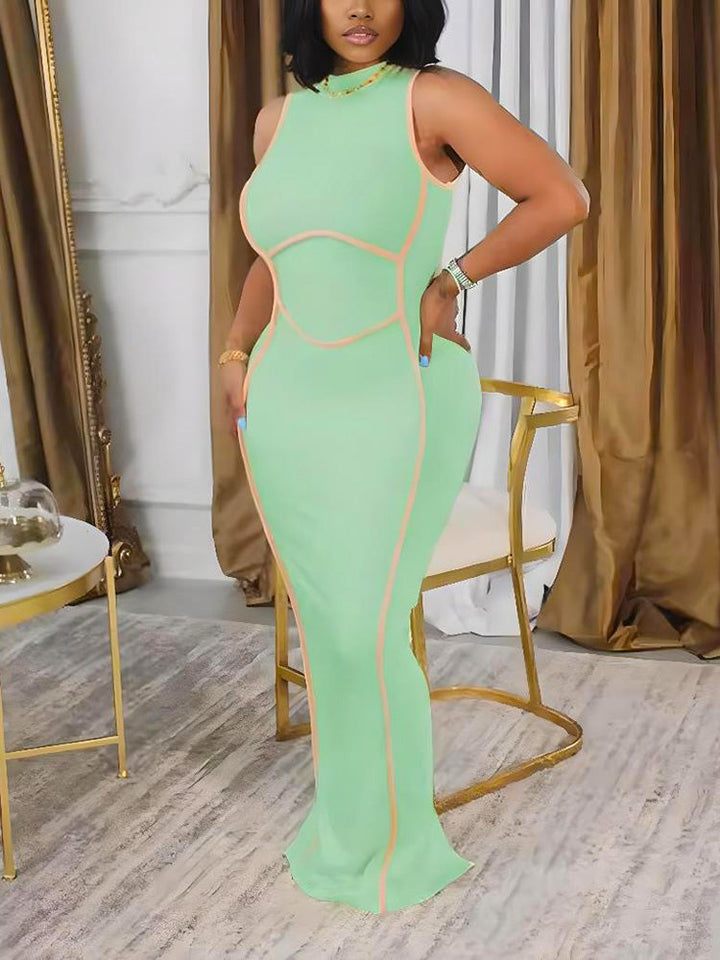 Contour Ribbed Maxi Dress Light Green / 2XL