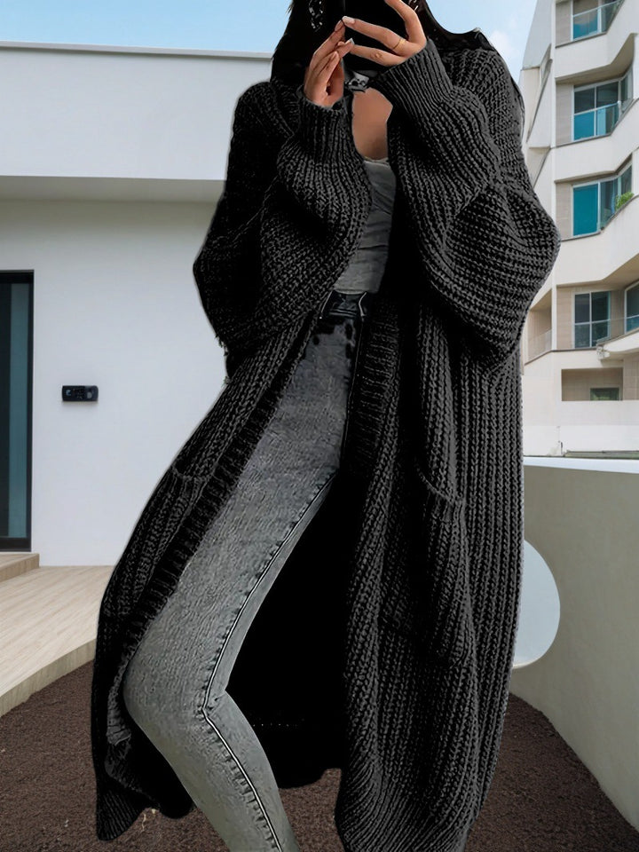 Long-Sleeved Knit Cardigan Jacket