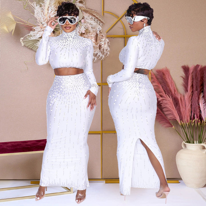 Two-Piece Cross-border Trade Long-Sleeve Dress Set