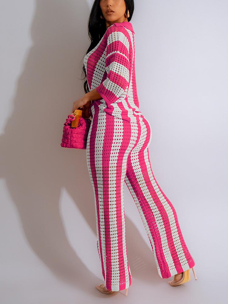 Crochet Pants Set Orange / S