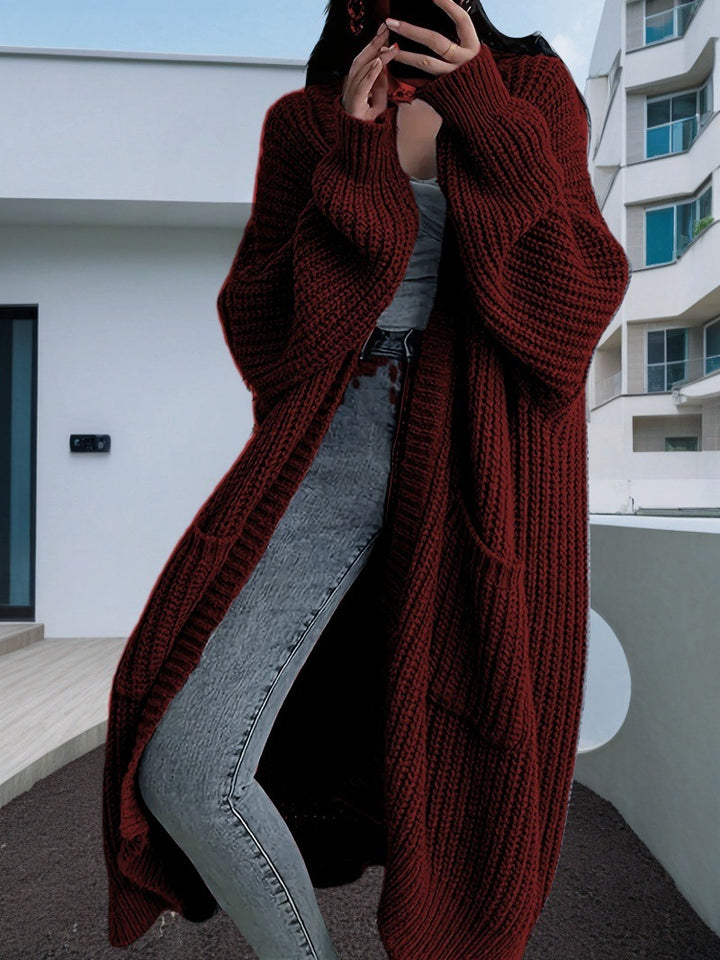 Long-Sleeved Knit Cardigan Jacket