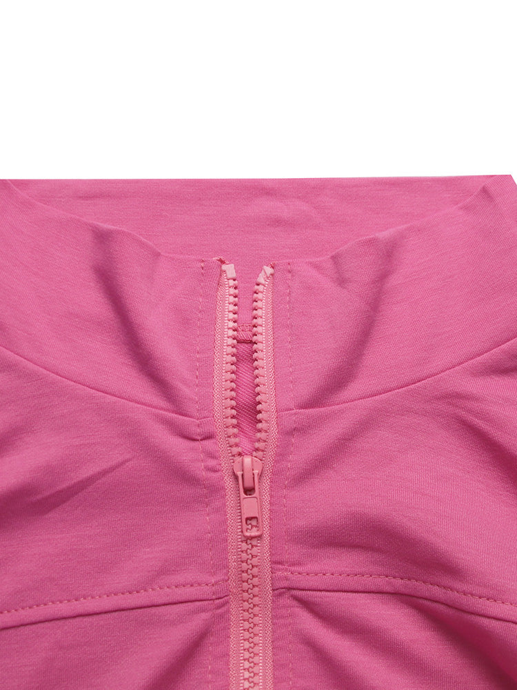 Zipper Crop Top & Leggings Set Rose / M