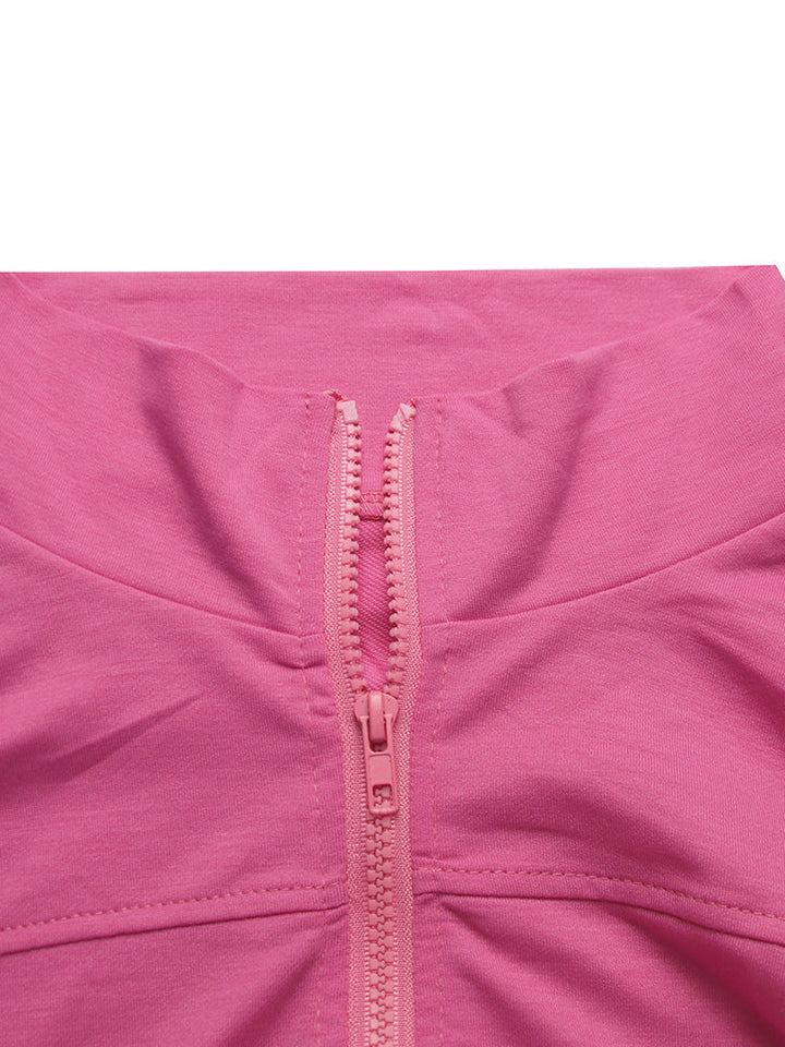 Zipper Crop Top & Leggings Set Rose / M