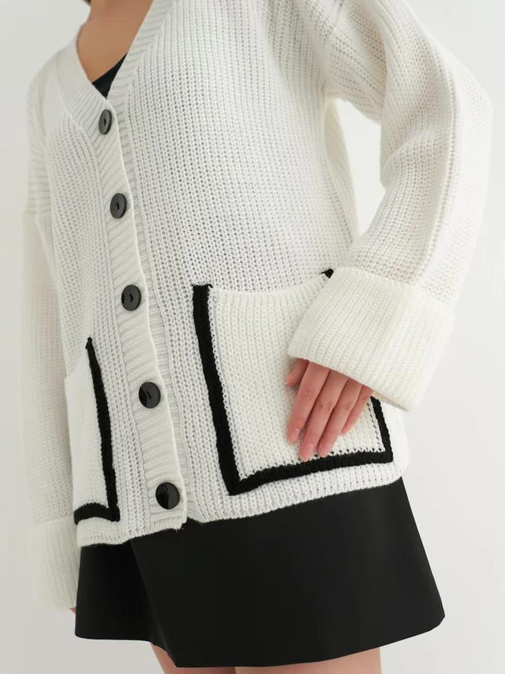 Loose-Fit Oversized V-Neck Sweater Jacket
