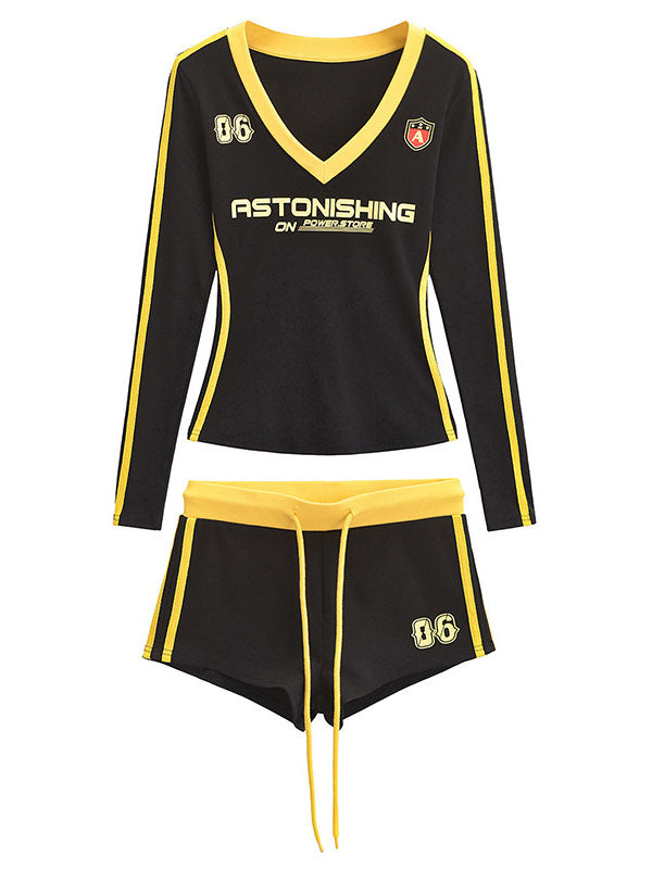 Sporty Astonishing Top & Shorts Set Pink / L