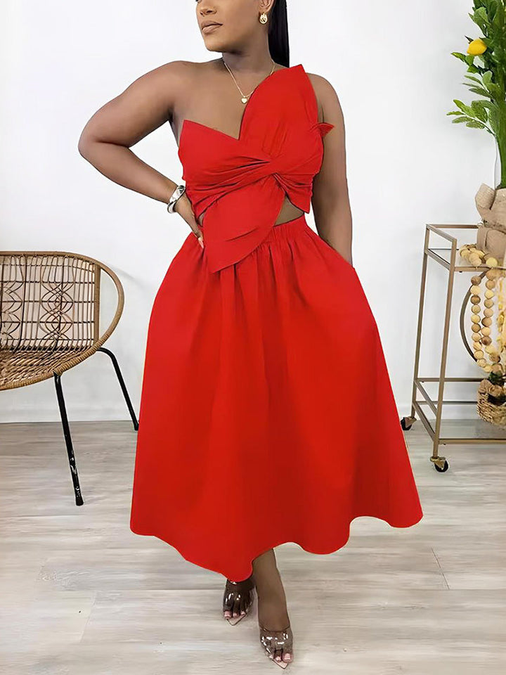 Knot Cutout Midi Dress Rose / M