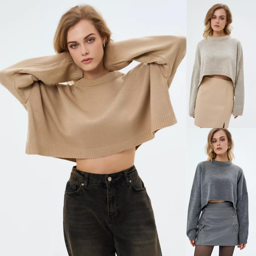 Sweater Round-neck knit sweater Loose-fit sweater jacket