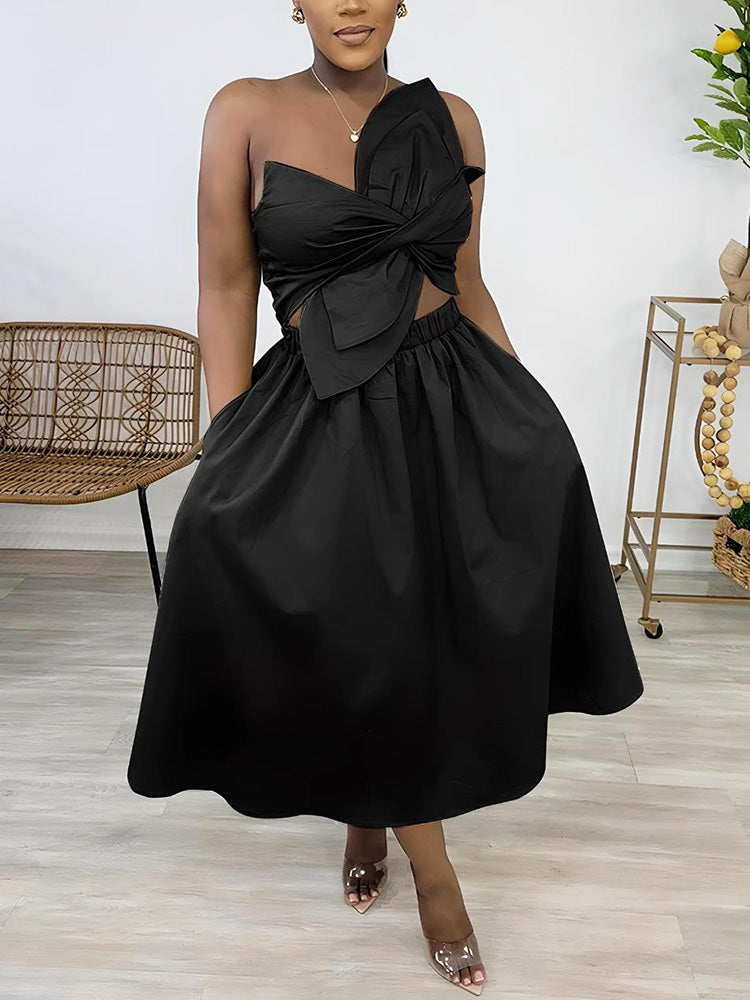 Knot Cutout Midi Dress Rose / 3XL