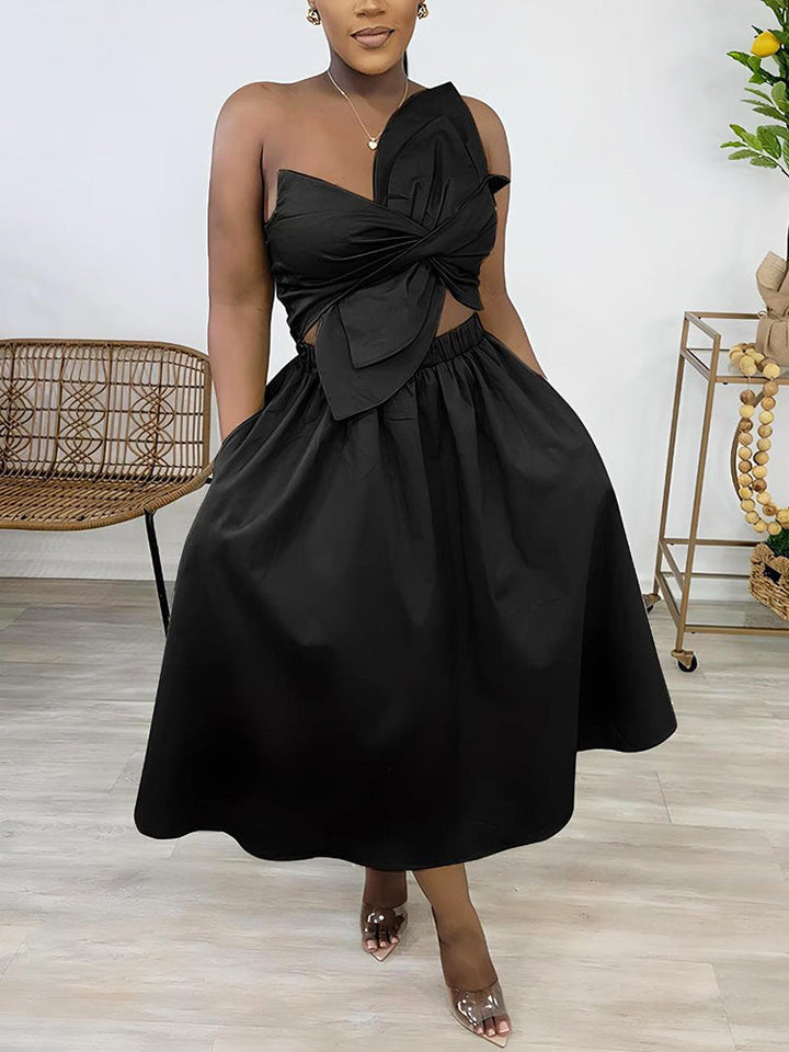 Knot Cutout Midi Dress Rose / 3XL