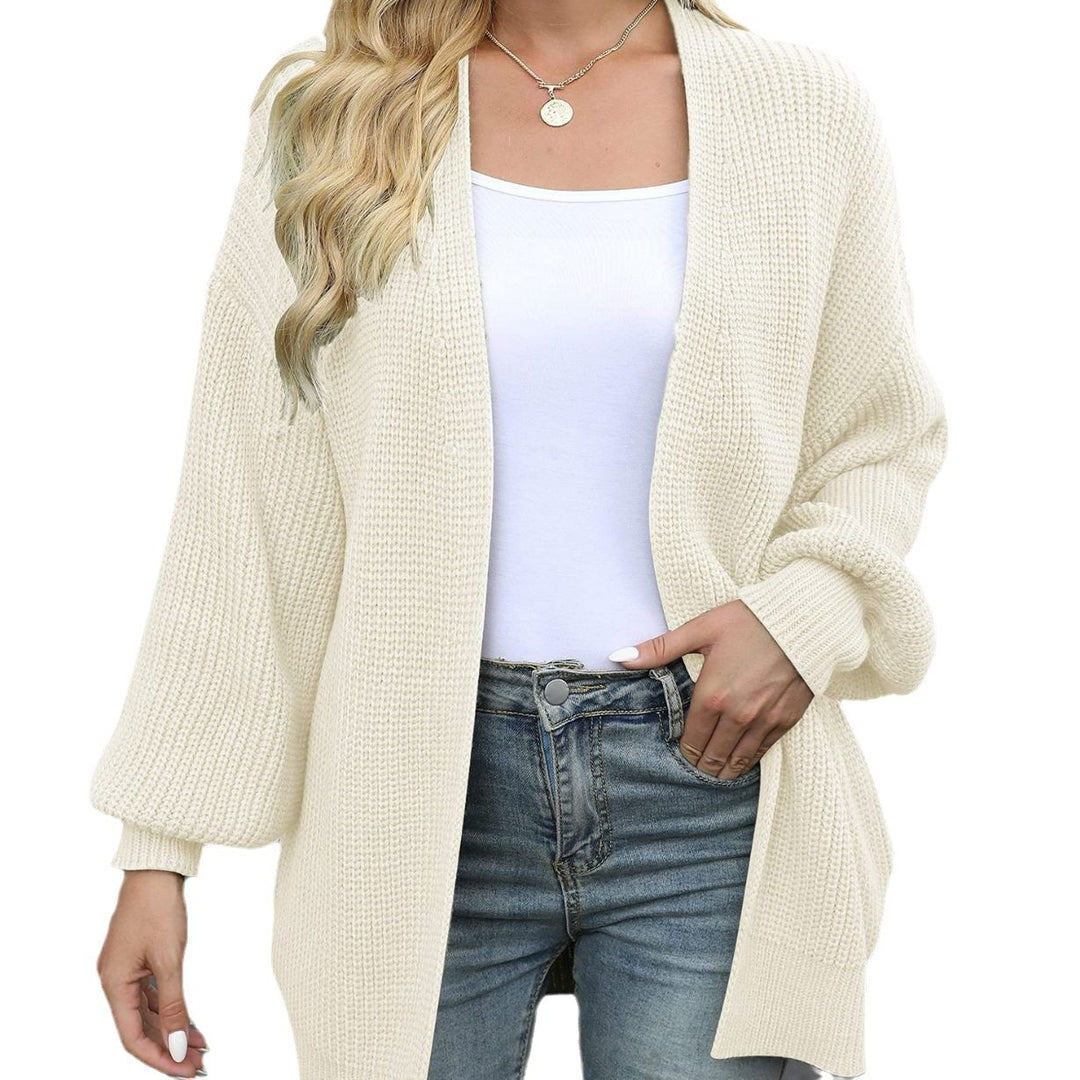 Bell-Sleeve Sweater Coat Chunky Knit Pocket Cardigan