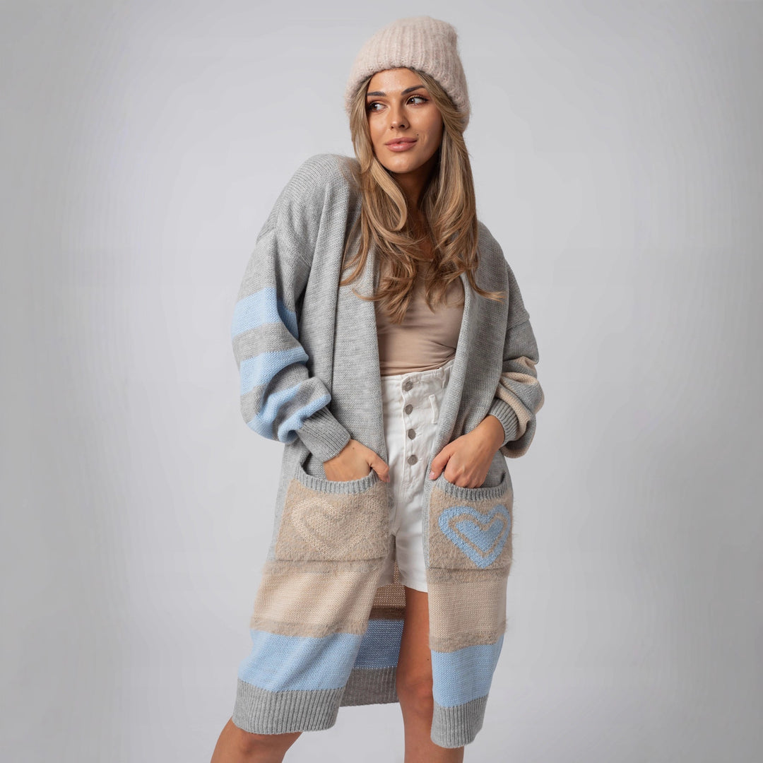 Knitted Cardigan Coat Sweater with Mink-Like Fur