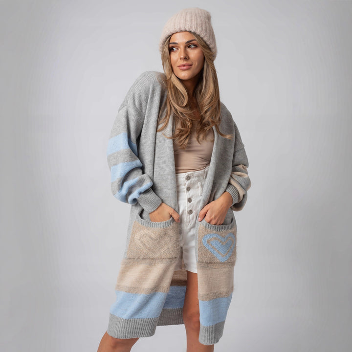 Knitted Cardigan Coat Sweater with Mink-Like Fur