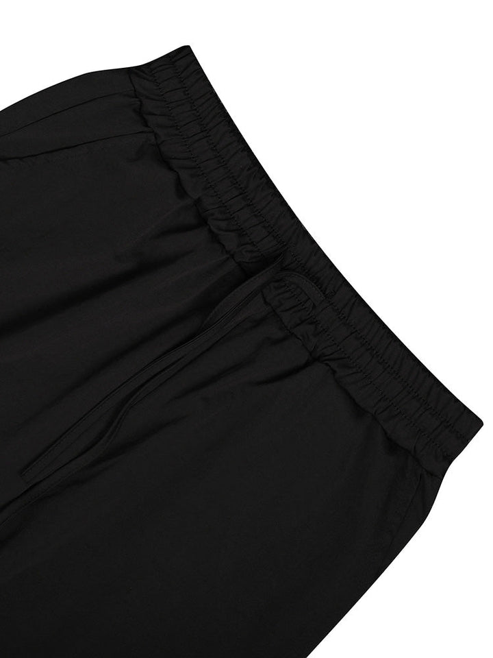 Linen Crop Top & Pants Set Black / XL