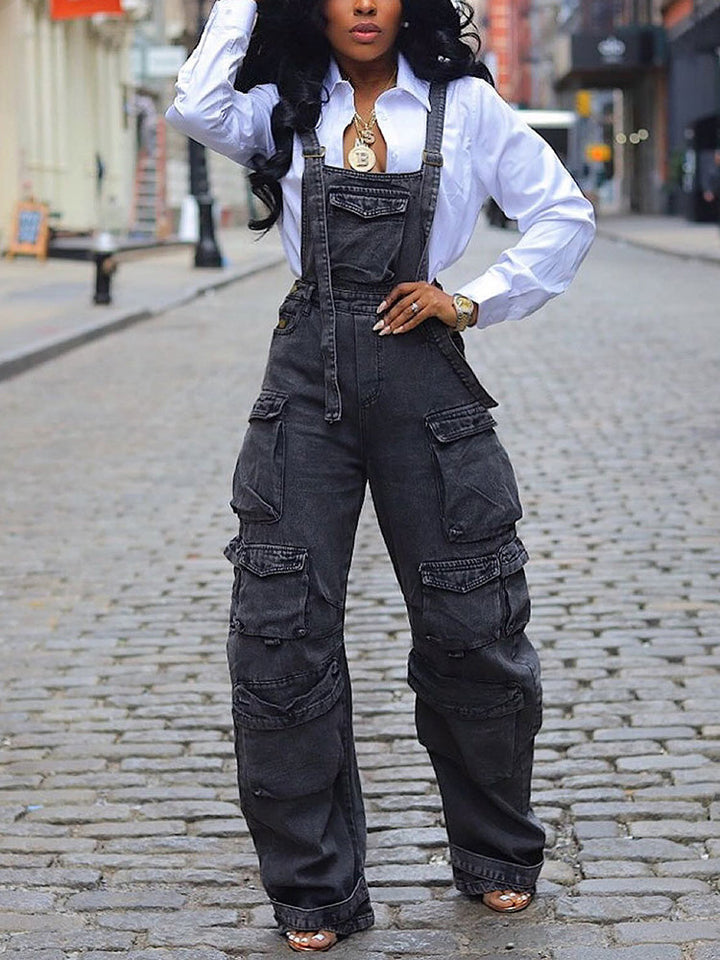 Denim Cargo Pocket Overall Black / S