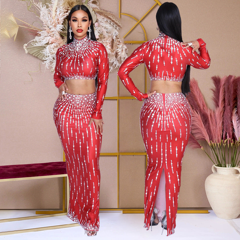Two-Piece Cross-border Trade Long-Sleeve Dress Set