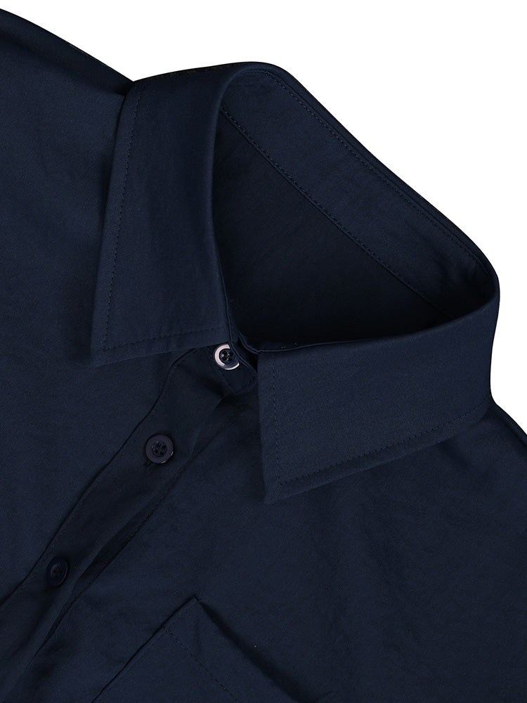 Linen Crop Top & Pants Set Navy / L