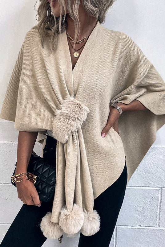 Solid-Color Casual Fringe Shawl Knit Cardigan