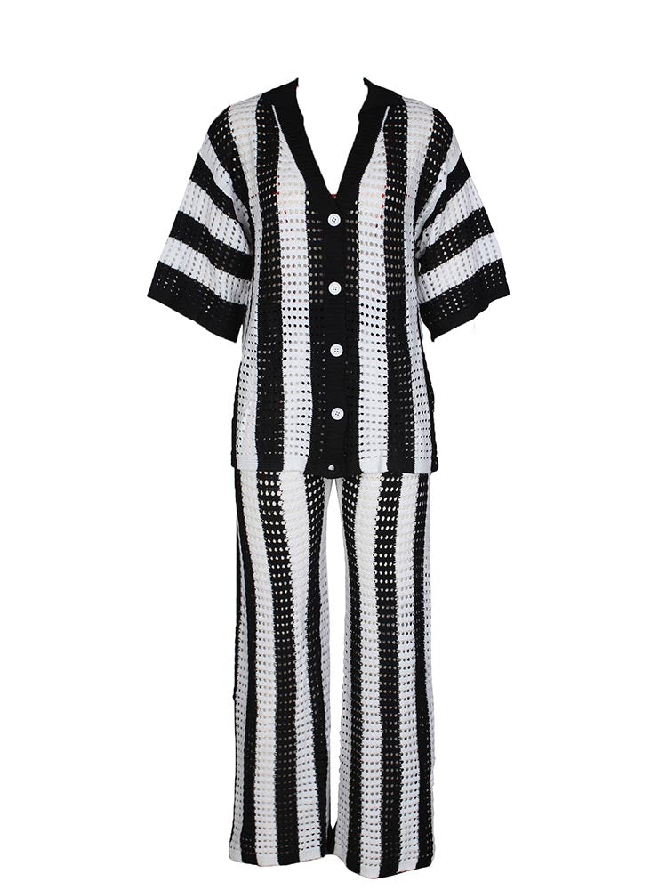 Crochet Pants Set Black / XL